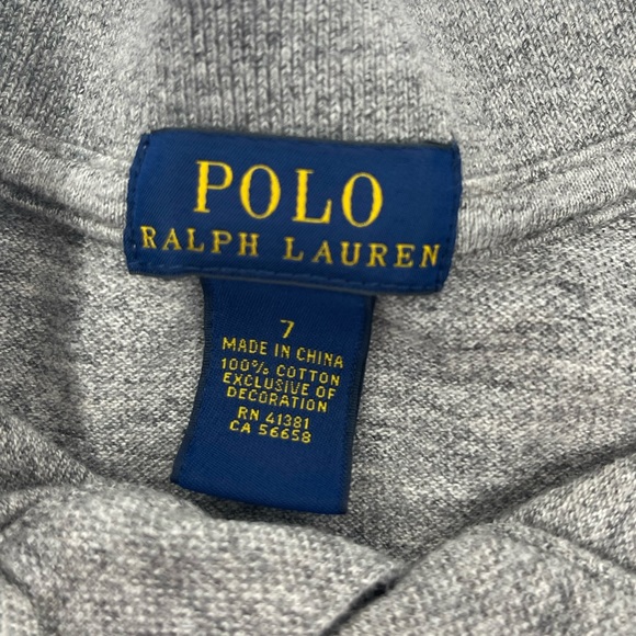 POLO RALPH LAUREN: Gray Polo Shirt with Large Pony Logo, Size 7 - Picture 3 of 6